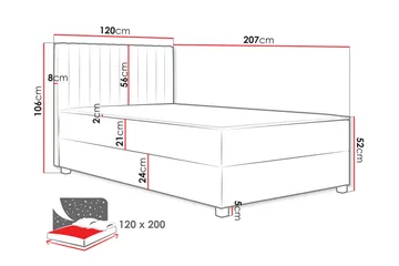 Veyran Sängpaket Kontinentalsäng med Förvaring 120x200 cm - Grå - Möbler - Sovrum - Sängar - Komplett Sängpaket