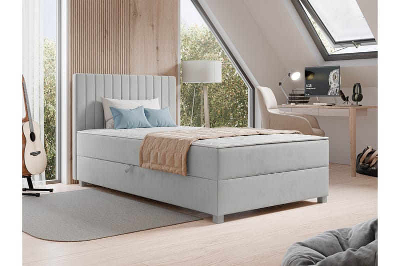 Veyran Sängpaket Kontinentalsäng med Förvaring 120x200 cm - Grå - Möbler - Sovrum - Sängar - Komplett Sängpaket