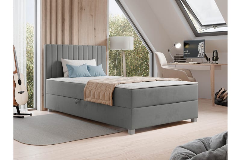 Veyran Sängpaket Kontinentalsäng med Förvaring 120x200 cm - Grå - Möbler - Sovrum - Sängar - Komplett Sängpaket