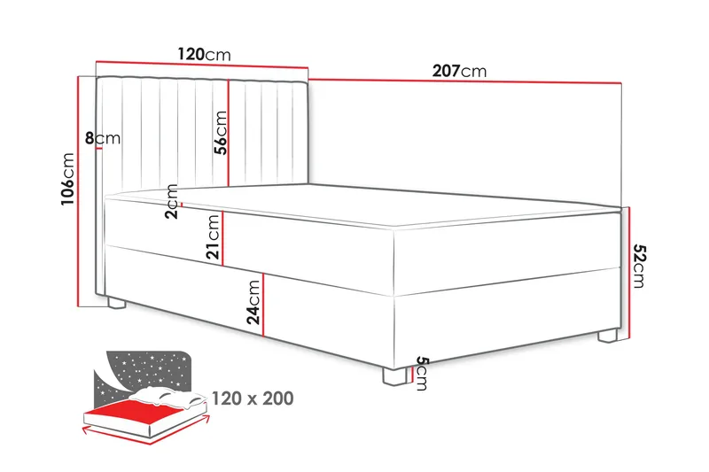 Veyran Sängpaket Kontinentalsäng med Förvaring 120x200 cm - Rosa - Möbler - Sovrum - Sängar - Komplett Sängpaket