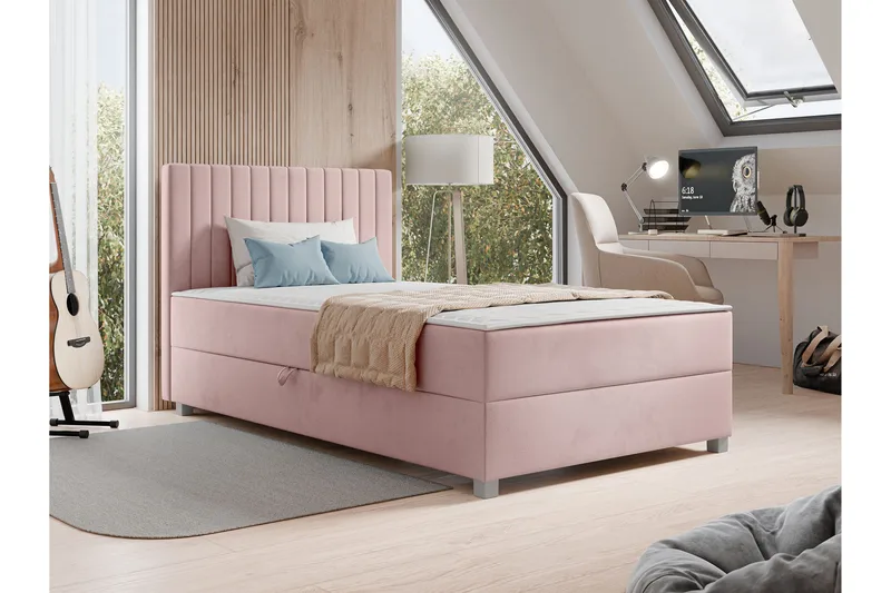 Veyran Sängpaket Kontinentalsäng med F örvaring 120x200 cm - Rosa - Möbler - Sovrum - Sängar - Komplett Sängpaket