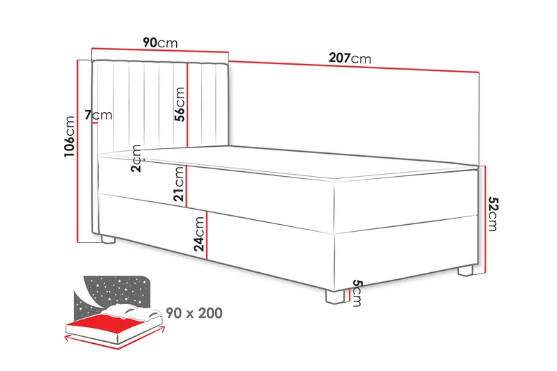 Veyran Sängpaket Kontinentalsäng med Förvaring 90x200 cm - Beige - Möbler - Sovrum - Sängar - Komplett Sängpaket