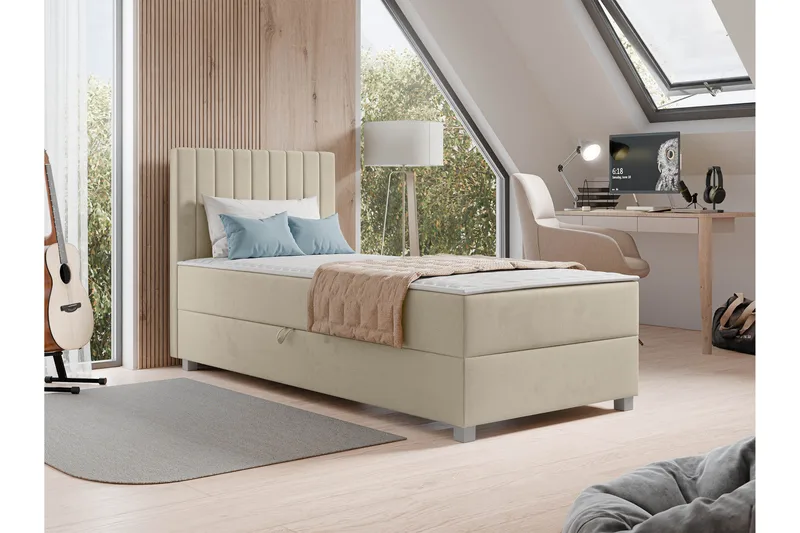 Veyran Sängpaket Kontinentalsäng med Förvaring 90x200 cm - Beige - Möbler - Sovrum - Sängar - Komplett Sängpaket