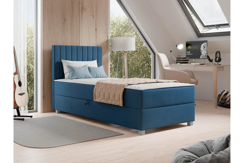 Veyran Sängpaket Kontinentalsäng med Förvaring 90x200 cm - Blå - Möbler - Sovrum - Sängar - Komplett Sängpaket