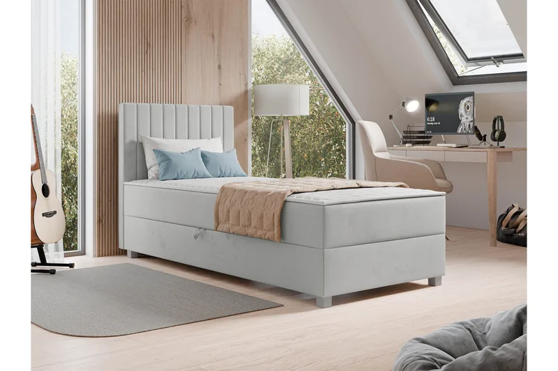 Veyran Sängpaket Kontinentalsäng med Förvaring 90x200 cm - Grå - Möbler - Sovrum - Sängar - Komplett Sängpaket