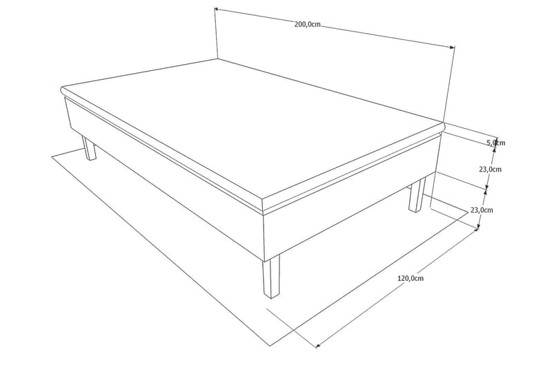 Viken Komplett Sängpaket – Ramsäng 120x200 cm med Sänggavel + Bäddmadrass med Fasthetsgrad Fast - Grå - Möbler - Sovrum - Sängar - Enkelsängar