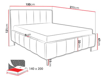 Vinvik Sängram med förvaring 140x200 cm - grå - Möbler - Sovrum - Sängar - Sängar med förvaring