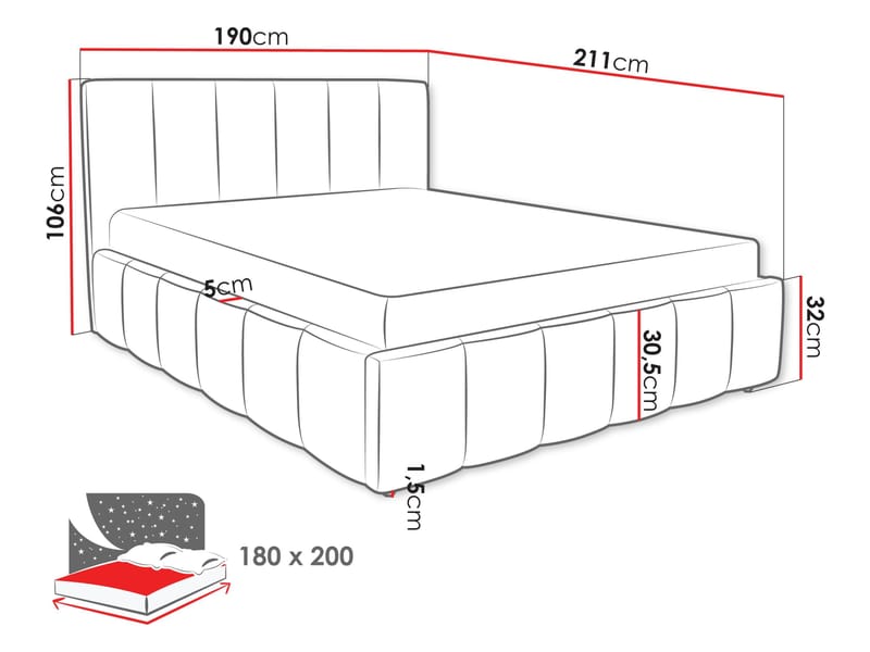 Vinvik Sängram med förvaring 180x200 cm - Möbler - Sovrum - Sängar - Sängar med förvaring