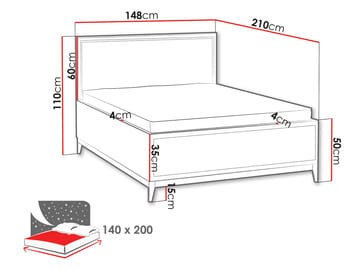 Zeylor Sängram 140x200 cm - Beige - Möbler - Sovrum - Sängar - Sängar med förvaring