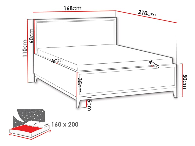 Zeylor Sängram 160x200 cm - Beige - Möbler - Sovrum - Sängar - Sängar med förvaring