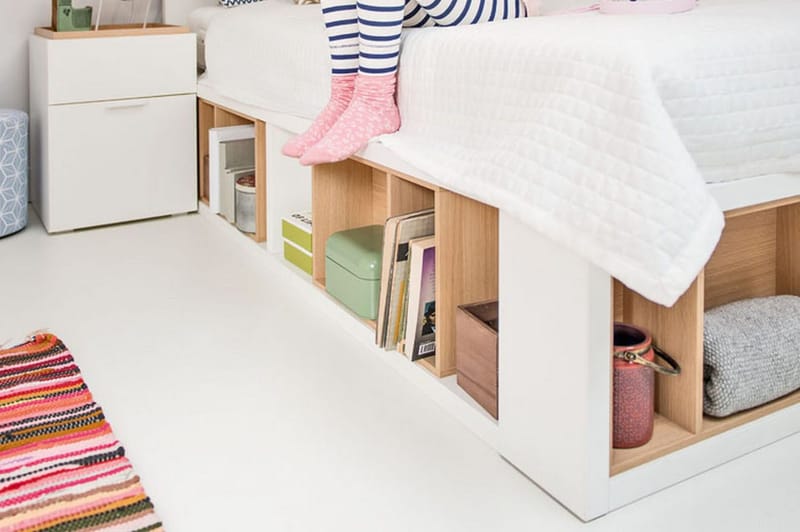 4You Sängbord 41 cm med Förvaring Vit/Natur - VOX - Möbler - Sovrum - Sängbord