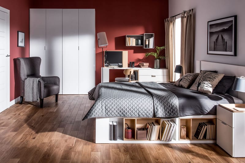 4You Sängbord 41 cm med Förvaring Vit/Natur - VOX - Möbler - Sovrum - Sängbord