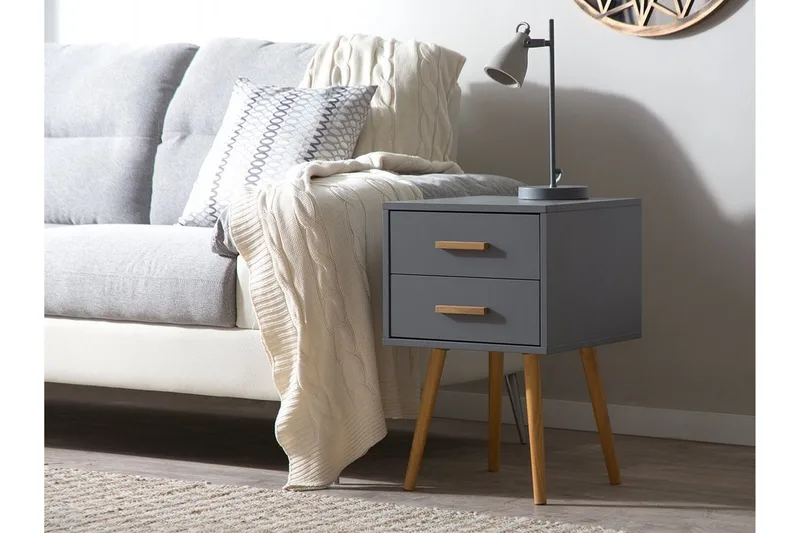 Alabama Sängbord 40 cm - Grå - Möbler - Sovrum - Sängbord