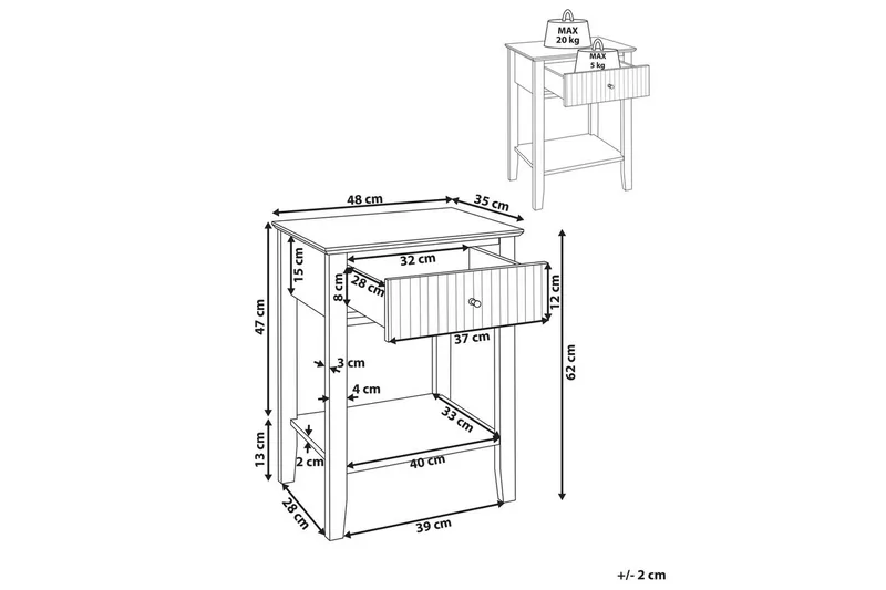 Sängbord Assisi med förvaringslåda - Möbler - Sovrum - Sängbord