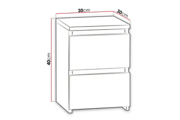 Basildon Sängbord 30 cm med Förvaring 2 Lådor - Svart - Möbler - Sovrum - Sängbord