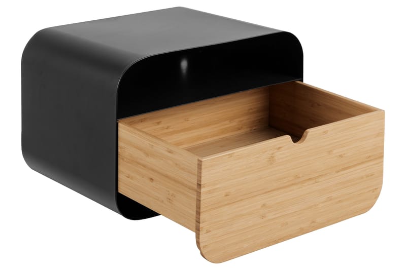 Belleuve Vägghängt Sängbord & Nattduksbord med Låda 25 cm i Metall - Svart - Möbler - Sovrum - Sängbord