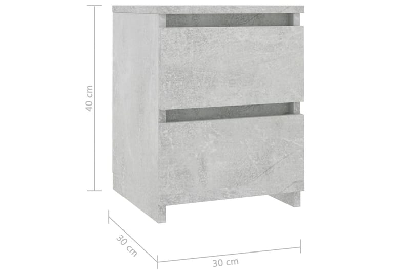 Sängbord betonggrå 30x30x40 cm spånskiva - Grå - Sängbord - Bord