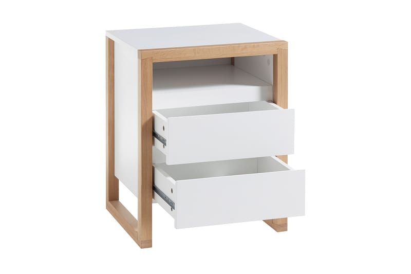 BIANCULLI Nattduksbord 48 cm Vit|Ek - Möbler - Sovrum - Sängbord