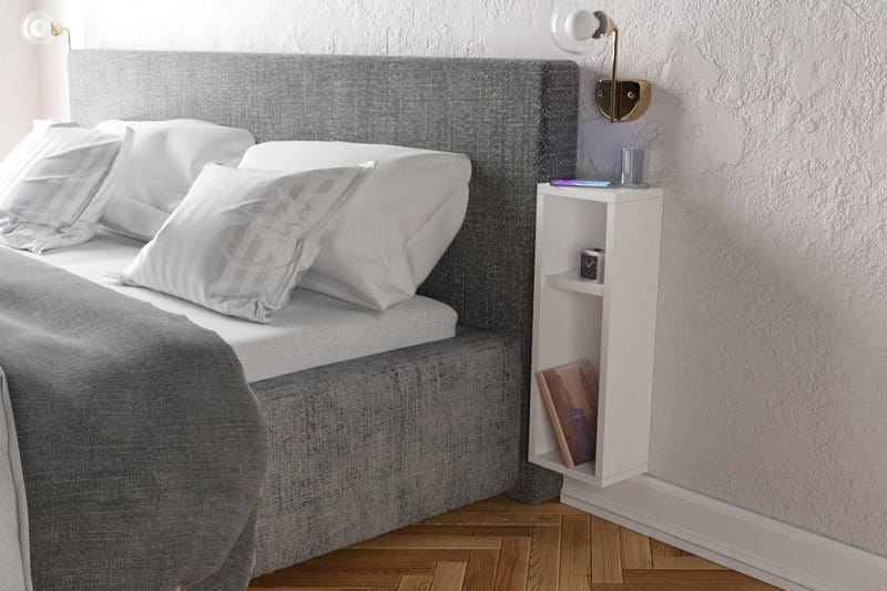 BILLERUD Sängbord 15 cm med Förvaring 2 Hyllor Vit - Sängbord - Bord