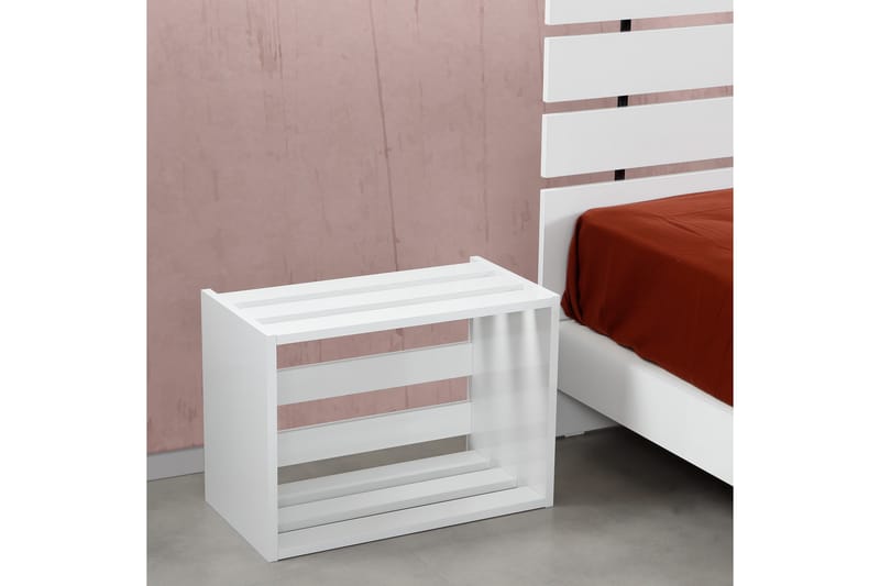 BRADLEY Sängbord 60 cm Vit - Vit - Möbler - Sovrum - Sängbord