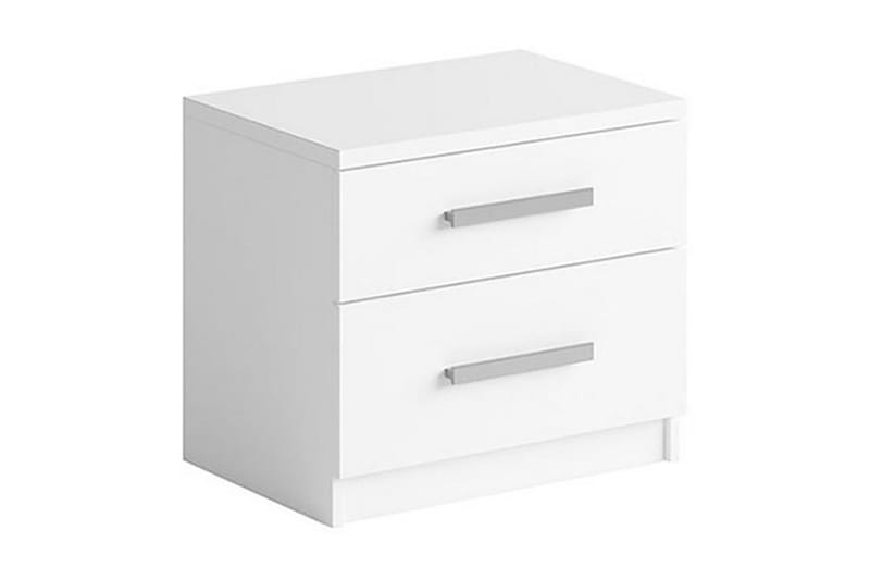 BRASEL Sängbord 50 cm med Förvaring 2 Lådor Vit - Vit - Möbler - Sovrum - Sängbord