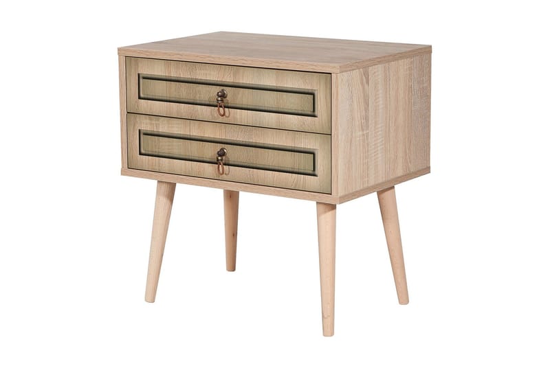 Brokind Sängbord 60 cm med Förvaring 2 Lådor - Natur/Brun - Möbler - Sovrum - Sängbord