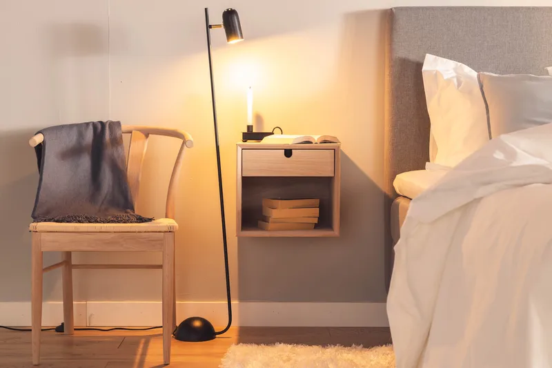 Century Sängbord 37 cm Hög med Förvaring Låda - Beige - Möbler - Sovrum - Sängbord