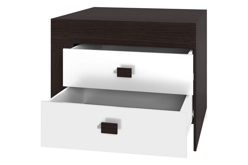 CEZAN Sängbord 50 cm Vänster med Förvaring 2 Lådor Beige/Grå - Beige/Grå - Sängbord - Bord