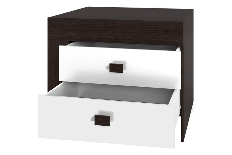 CEZAN Sängbord 50 cm Vänster med Förvaring 2 Lådor Beige/Grå - Beige/Grå - Möbler - Sovrum - Sängbord