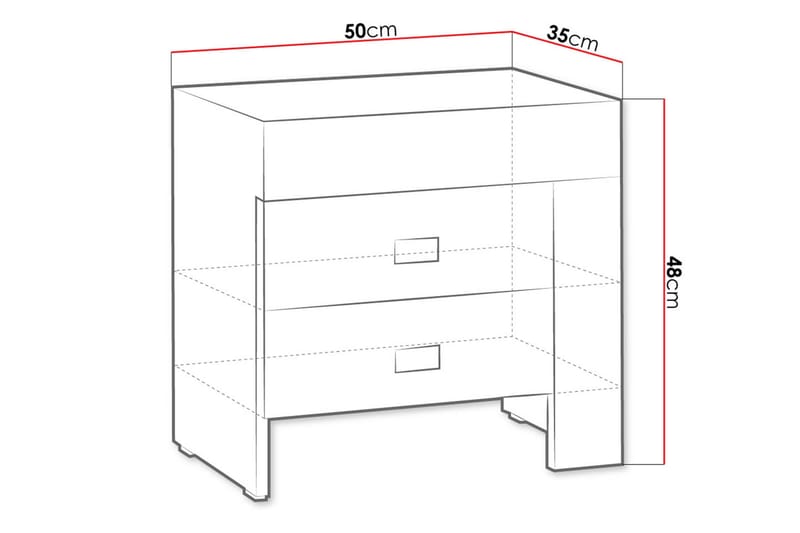 CEZAN Sängbord 50 cm Vänster med Förvaring 2 Lådor Beige/Grå - Beige/Grå - Möbler - Sovrum - Sängbord