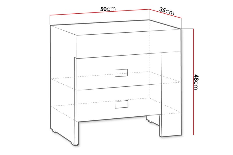 CEZAN Sängbord 50 cm Vänster med Förvaring 2 Lådor Beige/Grå - Beige/Grå - Sängbord - Bord