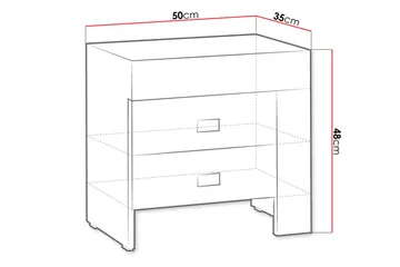 Cezara Sängbord 50 cm Vänster med Förvaring 2 Lådor Bedly Ek - Möbler - Sovrum - Sängbord