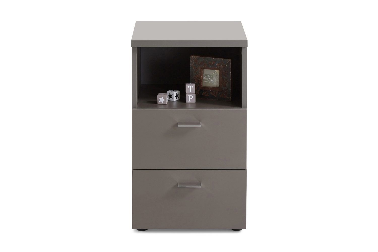 colima sängbord 35 cm med förvaring 2 lådor + hylla - grå