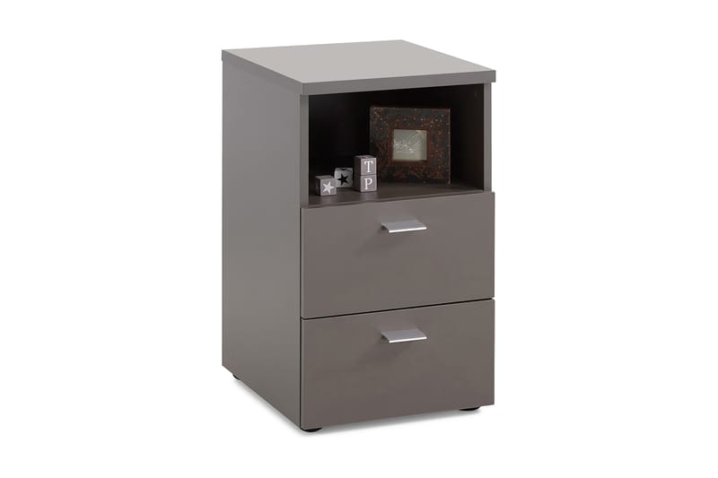 Colima Sängbord 35 cm med Förvaring 2 Lådor + Hylla - Grå - Möbler - Sovrum - Sängbord