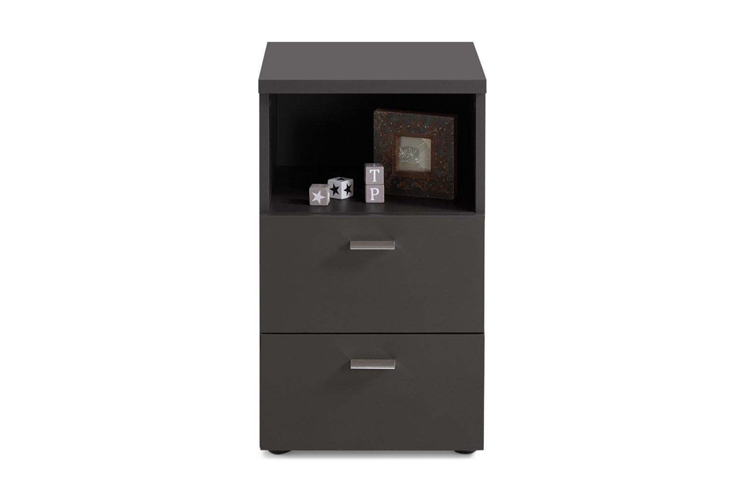 colima sängbord 35 cm med förvaring 2 lådor + hylla - svart