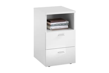 Colima Sängbord 35 cm med Förvaring 2 Lådor + Hylla - Vit - Möbler - Sovrum - Sängbord