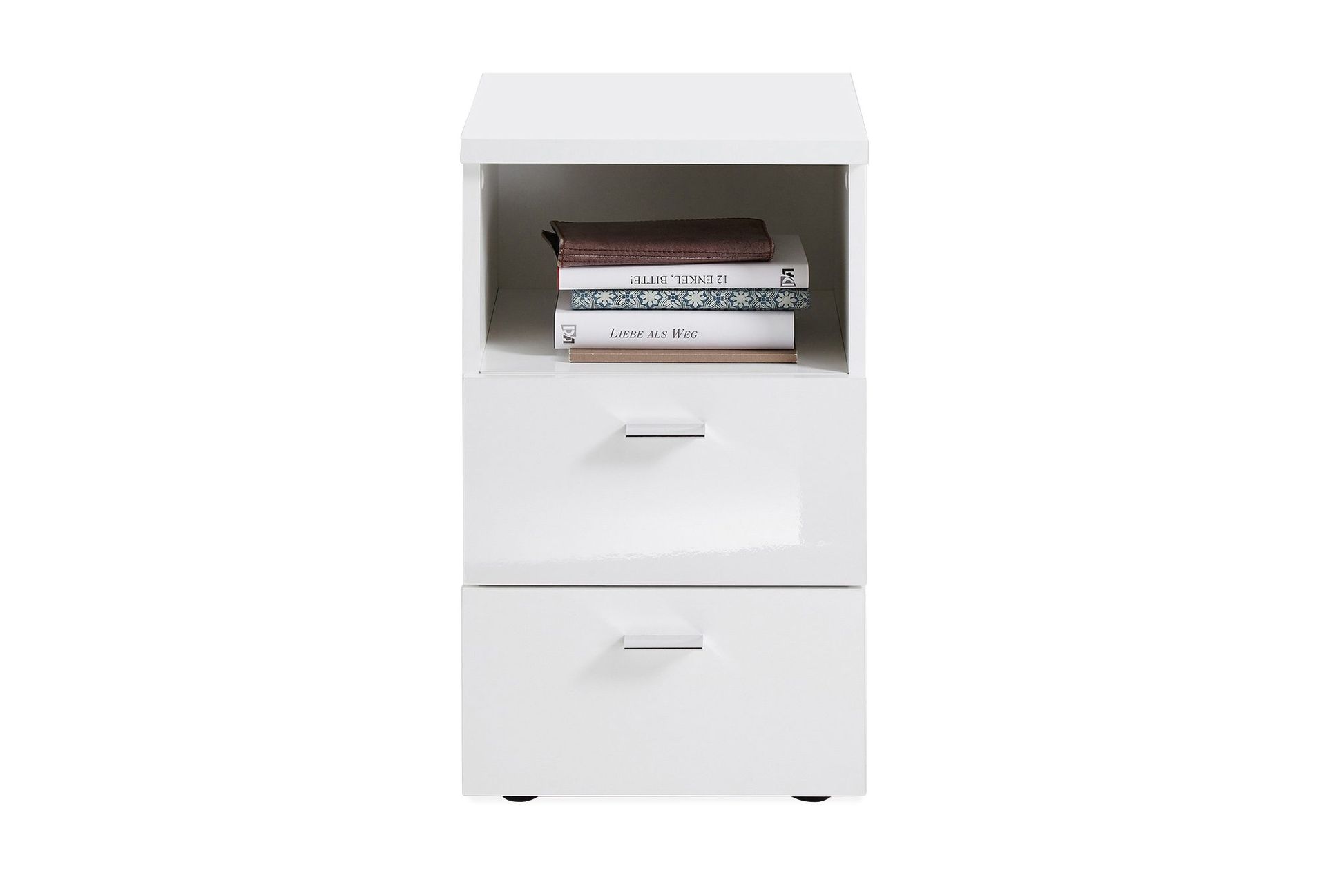 colima sängbord 35 cm med förvaring 2 lådor + hylla - vit