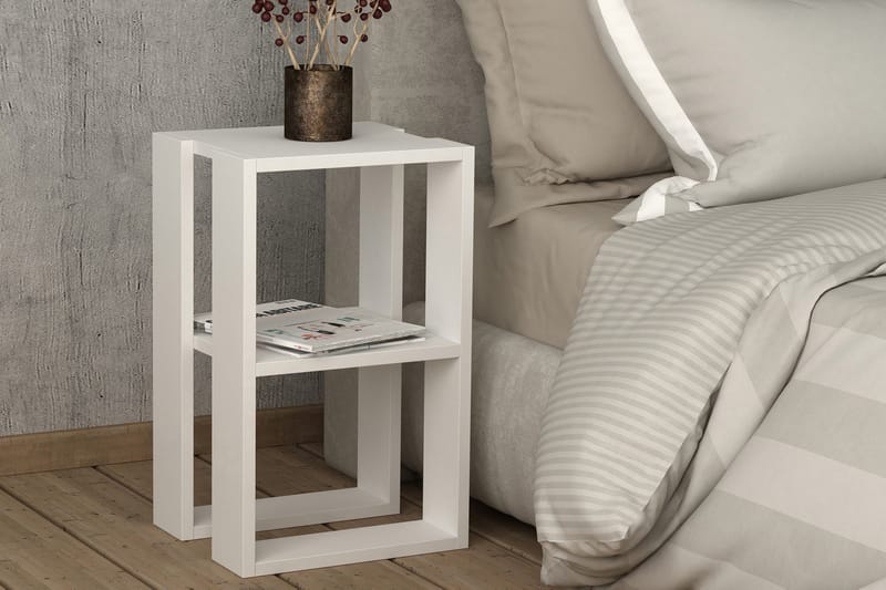 CORALEE Sängbord 30 cm med Förvaring Hylla Vit - Vit - Möbler - Sovrum - Sängbord