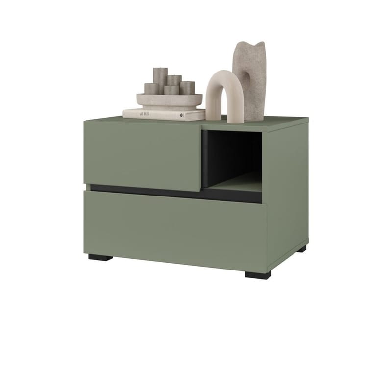 Sängbord Cross S med 2 lådor - Grön - Möbler - Sovrum - Sängbord