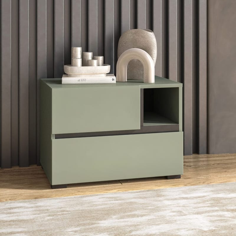 Sängbord Cross S med 2 lådor - Grön - Möbler - Sovrum - Sängbord