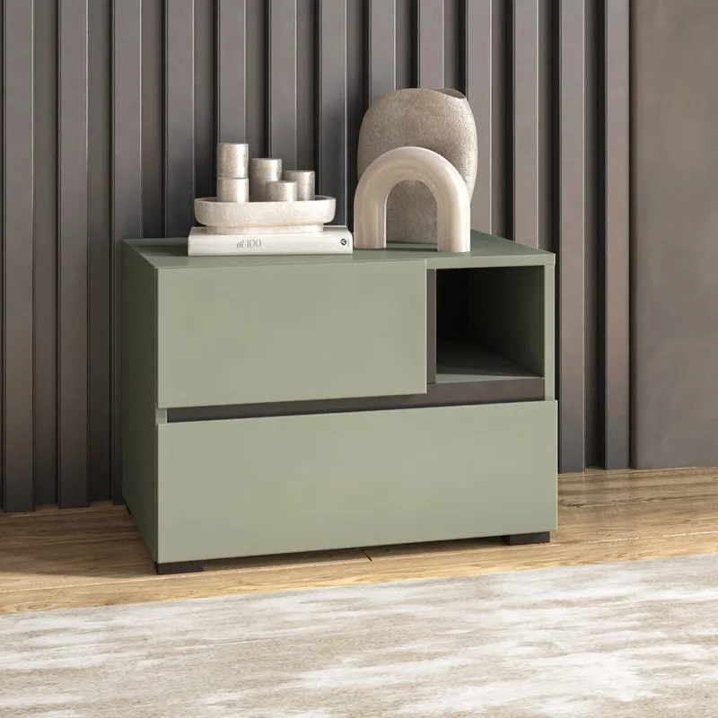 Sängbord Cross S med 2 lådor - Grön - Möbler - Sovrum - Sängbord