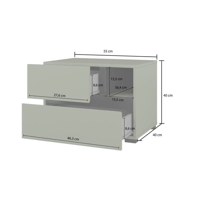 Sängbord Cross S med 2 lådor - Grön - Möbler - Sovrum - Sängbord