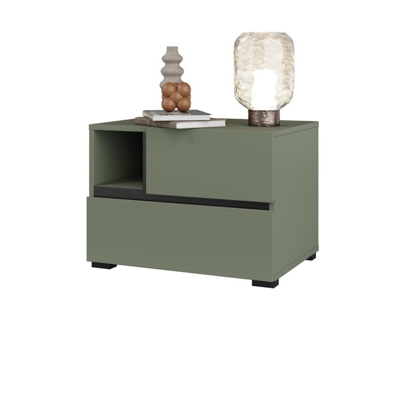 Sängbord Cross S med 2 lådor - Grön - Möbler - Sovrum - Sängbord
