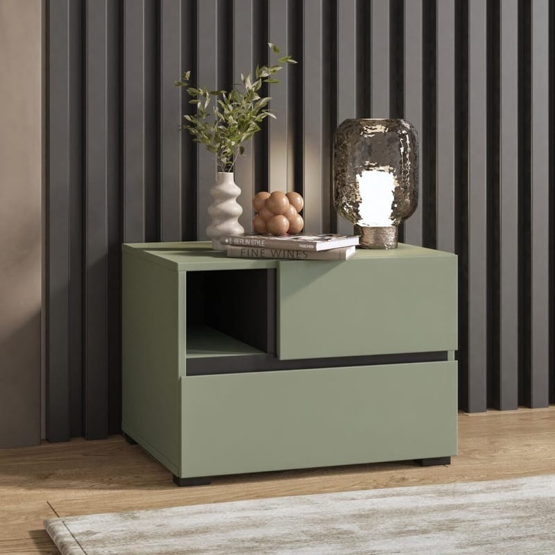 Sängbord Cross S med 2 lådor - Grön - Möbler - Sovrum - Sängbord