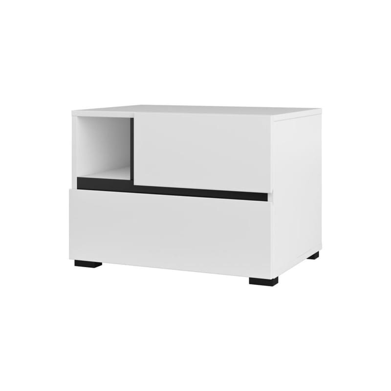 Sängbord Cross S med 2 lådor - Vit - Möbler - Sovrum - Sängbord