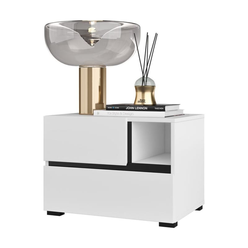 Sängbord Cross S med 2 lådor - Vit - Möbler - Sovrum - Sängbord