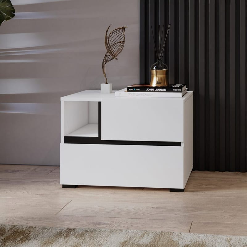 Sängbord Cross S med 2 lådor - Vit - Möbler - Sovrum - Sängbord