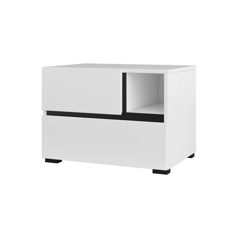 Sängbord Cross S med 2 lådor, Vit