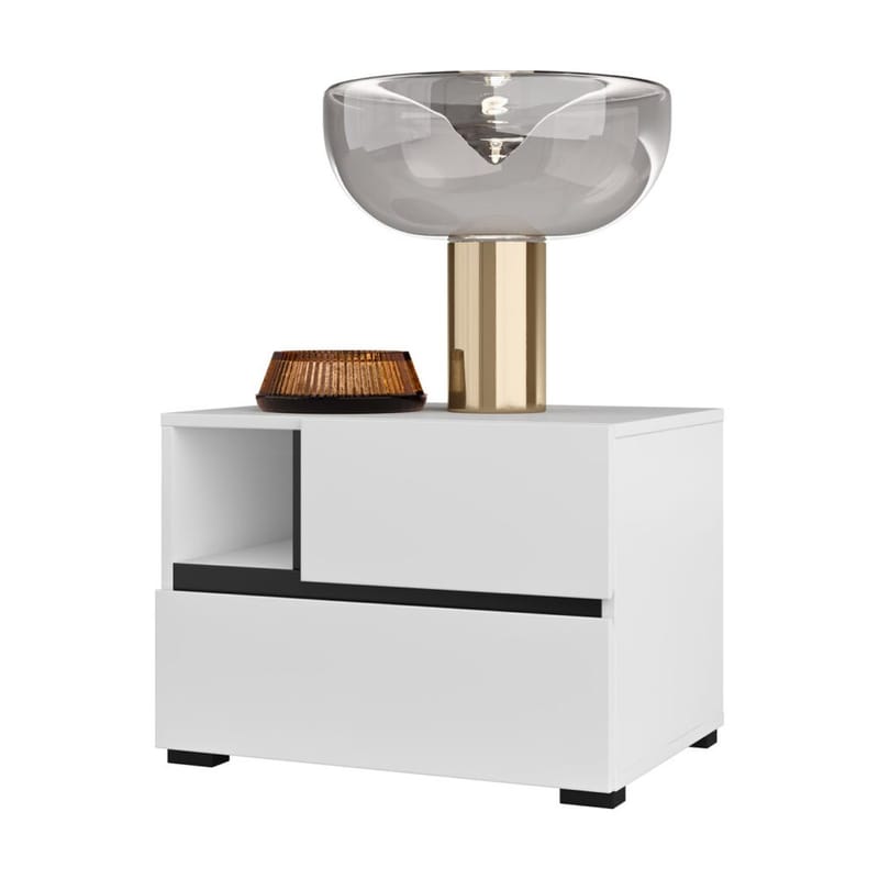 Sängbord Cross S med 2 lådor - Vit - Möbler - Sovrum - Sängbord