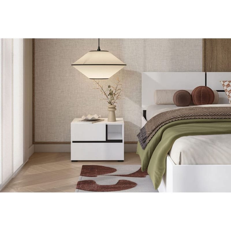 Sängbord Cross S med 2 lådor - Vit - Möbler - Sovrum - Sängbord